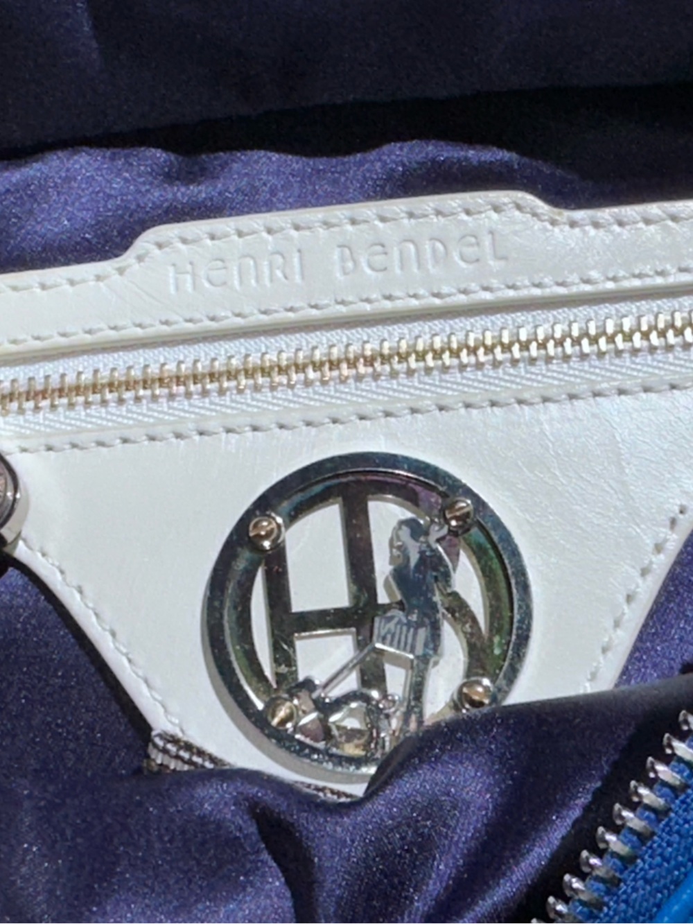 Henri Bendel NYC Electric Blue Lambskin Double Chain 2 Way Bag | Collector Y2K - Picture 8 of 15